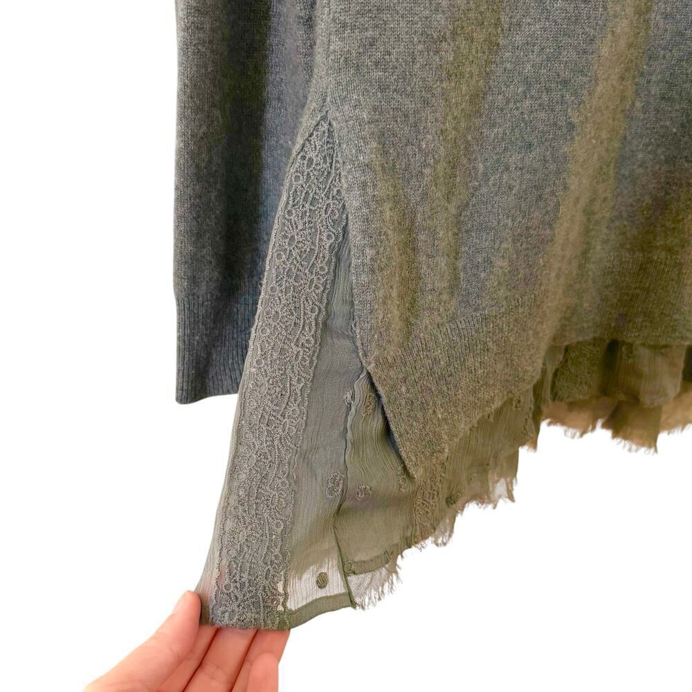Garnet Hill Shirttail 100% Cashmere Tunic Style Sweater Green Size S - Picture 5 of 10